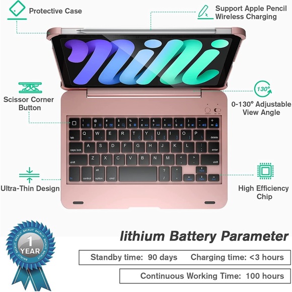 Tablets & Accessories Nwt Ipad Mini 6 Case Keyboard With 13 Clamshell